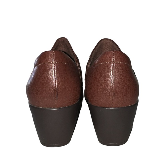 Clarks Collection Brown Emily Cove Leather Slip On Heeled Loafers Booties 9M - Picture 5 of 14